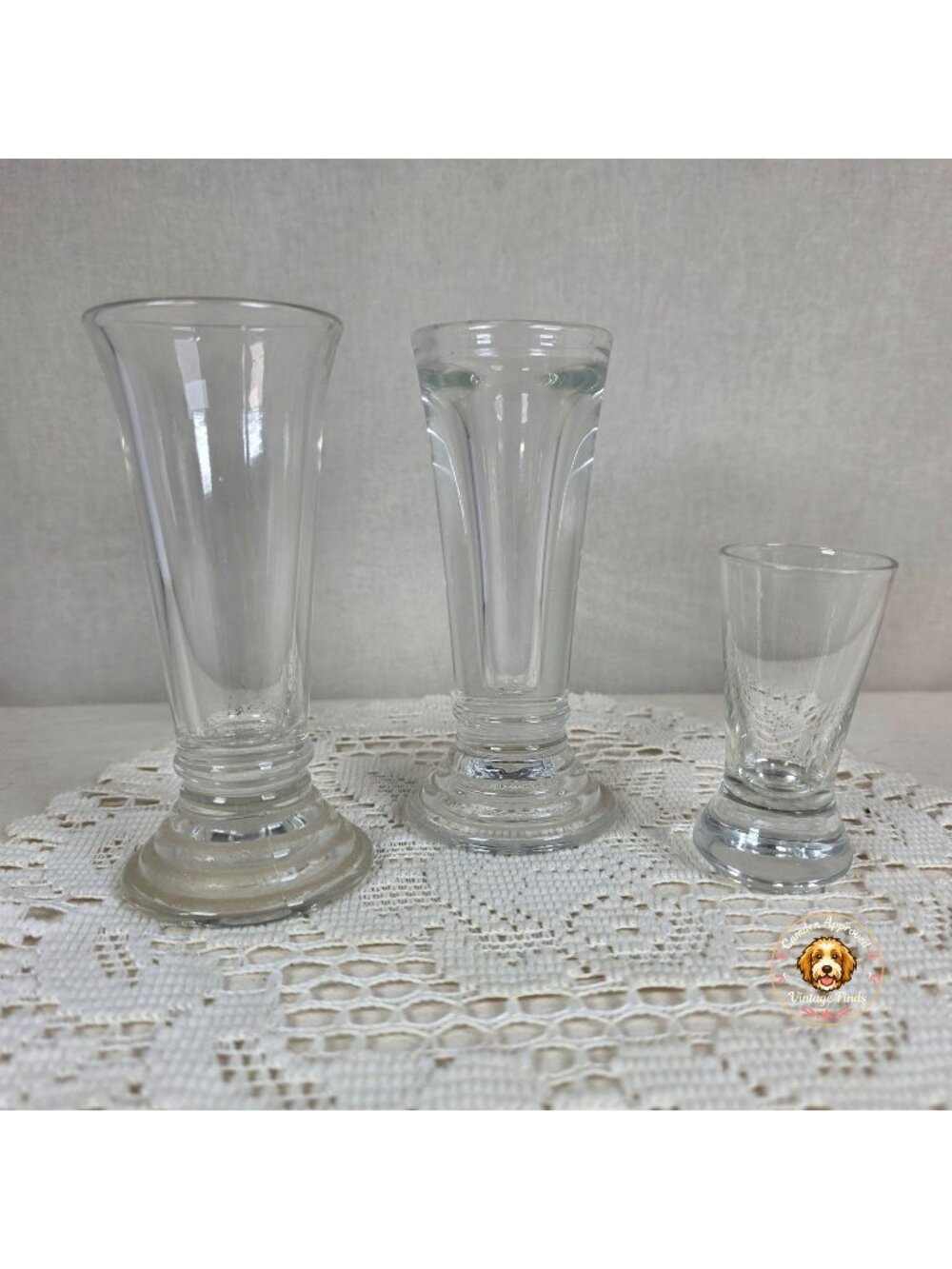 Vintage Set of 3 Footed Glass Dessert Cups/Sundae Glasses